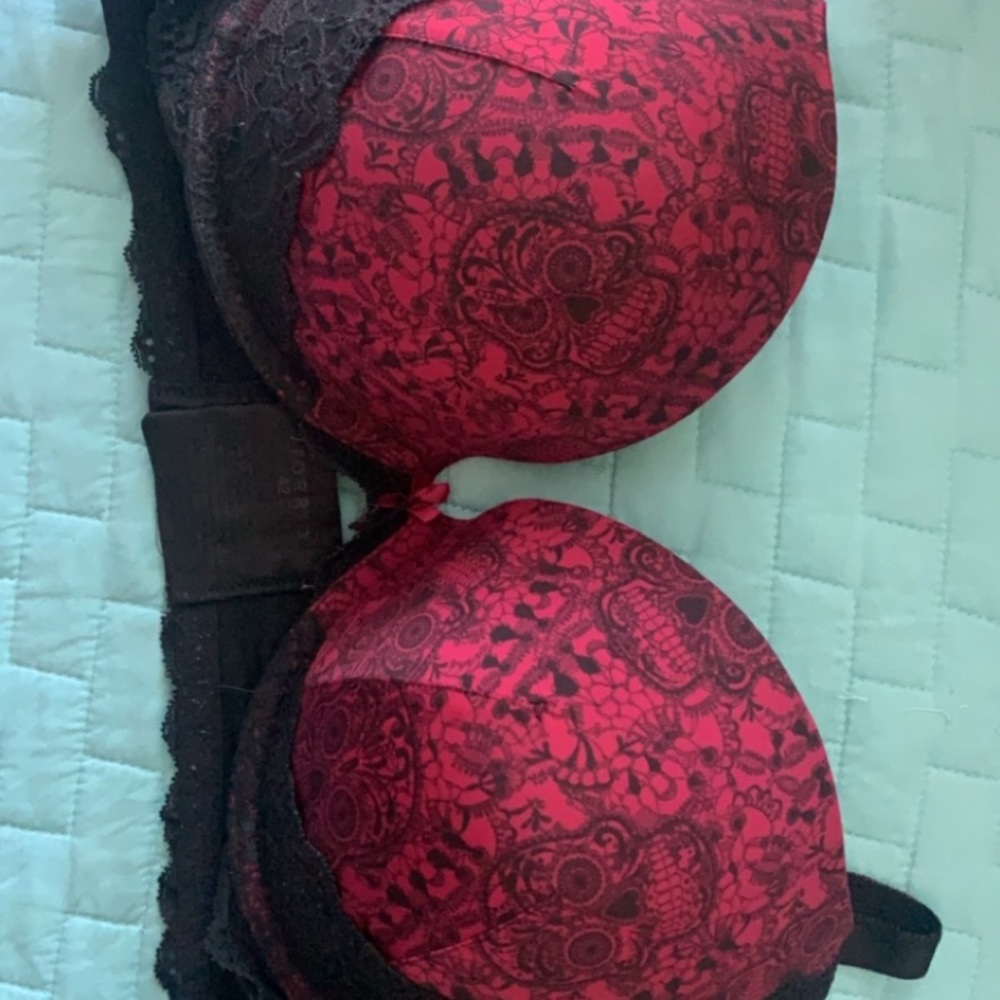 torrid Red and Black Lace-Print Push Up Bra